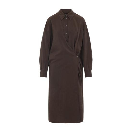 25FW 르메르 스트레이트 칼라 트위스트 드레스 DR1092 LF1308 402 BROWN