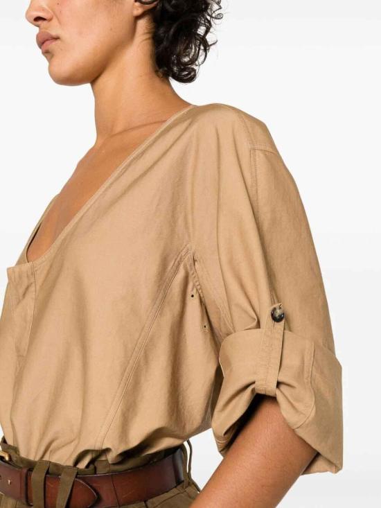  생로랑 반팔 티셔츠 790080Y7I172495 Beige - SAINT LAURENT