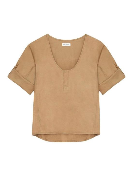  생로랑 반팔 티셔츠 790080Y7I172495 Beige