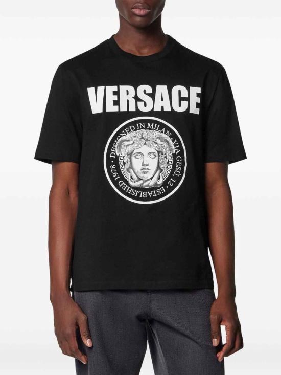 25FW 베르사체 반팔 티셔츠 10133021A150831B000 Black - VERSACE