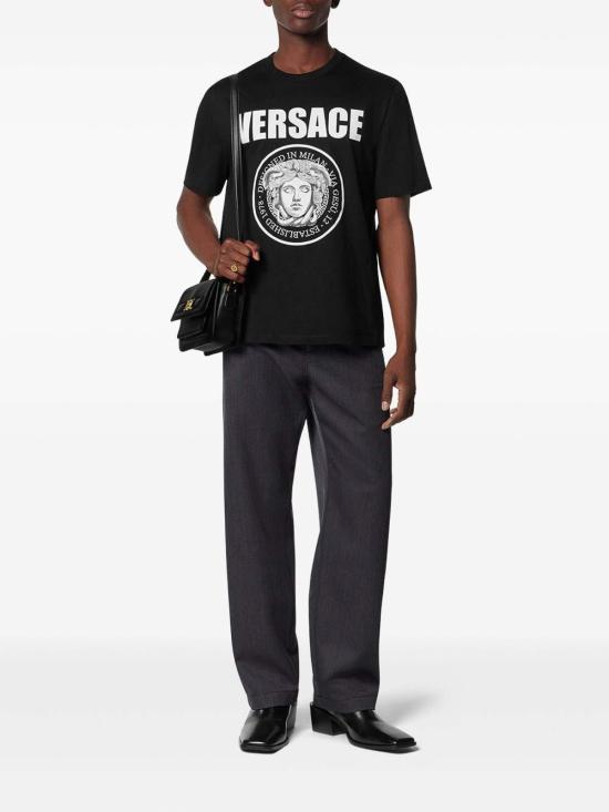 25FW 베르사체 반팔 티셔츠 10133021A150831B000 Black - VERSACE