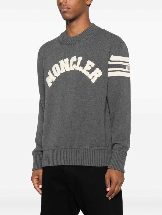  몽클레어 부클 로고 스웨터 K20919C00009M1367930 Grey - MONCLER