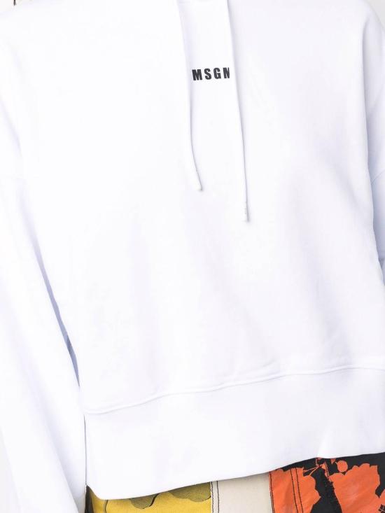  엠에스지엠 마이크로 로고 크롭 후드 티셔츠 2000MDM50920000001 White - MSGM