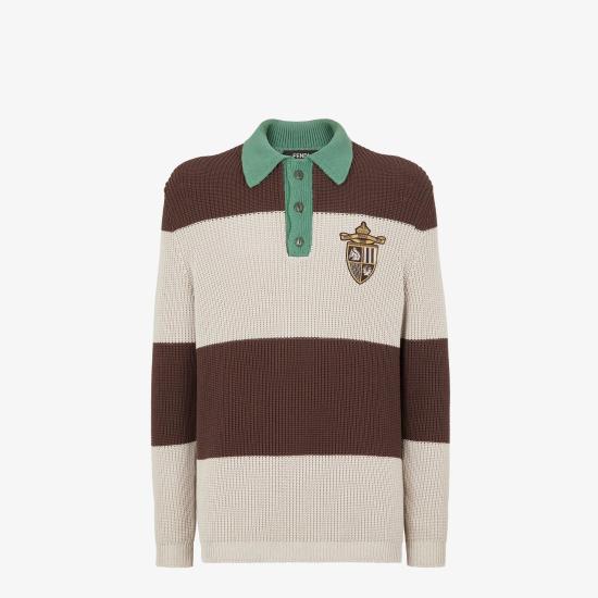 25SS 펜디 코튼 니트 폴로 셔츠 FZC358AU7SF1RWU Brown