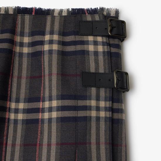 25FW 버버리 체크 울 미니 킬트 8110427 Grey - BURBERRY