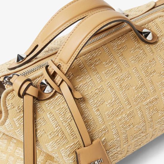 26SS 펜디 바이더웨이 소프트 미디엄 라피아 FF 자카드 패브릭 숄더백 8BL155AV23F1TCC Beige - FENDI