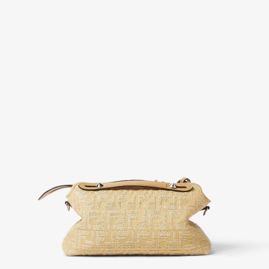 26SS 펜디 바이더웨이 소프트 미디엄 라피아 FF 자카드 패브릭 숄더백 8BL155AV23F1TCC Beige - FENDI