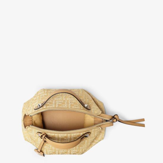 26SS 펜디 바이더웨이 소프트 미디엄 라피아 FF 자카드 패브릭 숄더백 8BL155AV23F1TCC Beige - FENDI