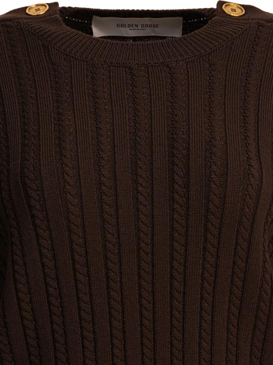 25FW 골든구스 골드 버튼 울 블렌드 크루넥 스웨터 GWP02467P00211090108 Brown - GOLDEN GOOSE
