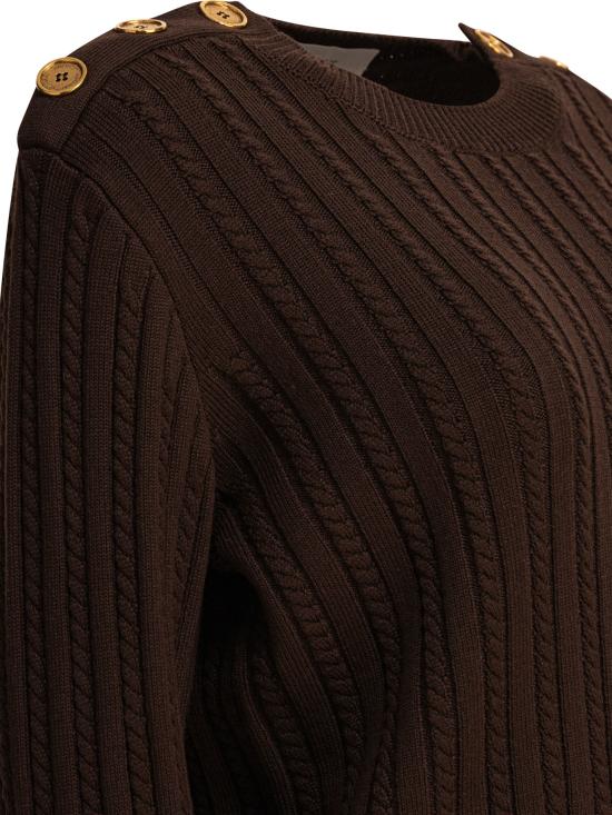 25FW 골든구스 골드 버튼 울 블렌드 크루넥 스웨터 GWP02467P00211090108 Brown - GOLDEN GOOSE