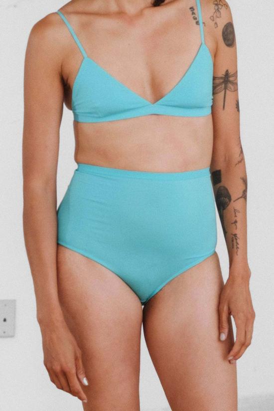  베이스레인지 비키니 수영복 하이웨이스트 벨 팬츠 찰스 터키석 - BASERANGE