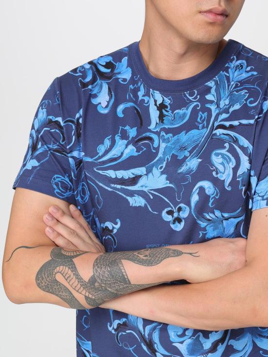 25FW 베르사체 반팔 티셔츠 79GAH6S0JS515 204 Blue - VERSACE