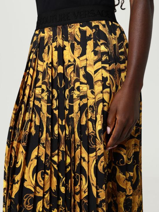 25FW 베르사체 미디 스커트 79HAE8P5NS573 G89 Black - VERSACE