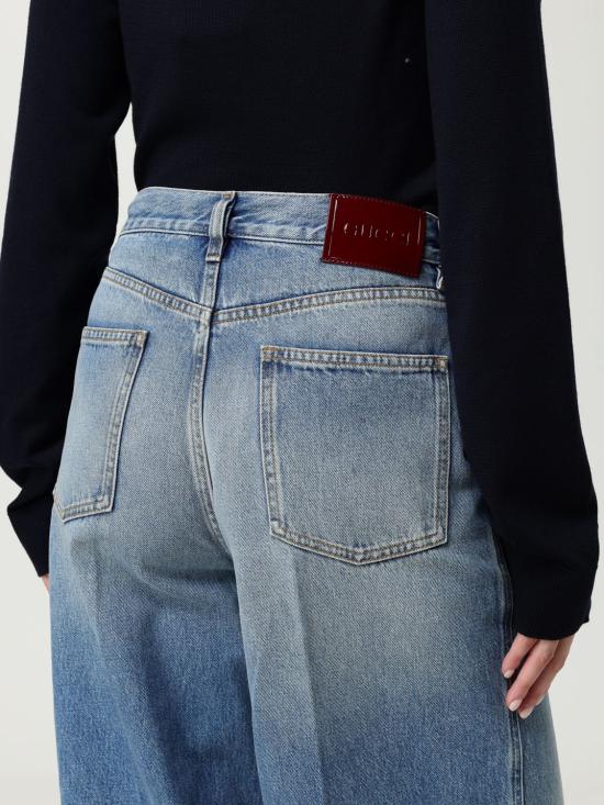 25FW 구찌 와이드 레그 데님 팬츠 816971XDC7S 4009 Gnawed Blue - GUCCI