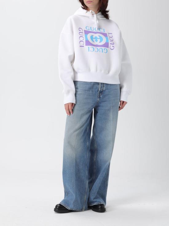 25FW 구찌 프린티드 코튼 후드 티셔츠 837935XJHGJ 9081 White - GUCCI