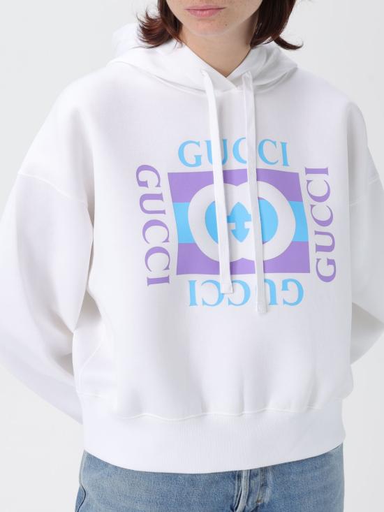 25FW 구찌 프린티드 코튼 후드 티셔츠 837935XJHGJ 9081 White - GUCCI