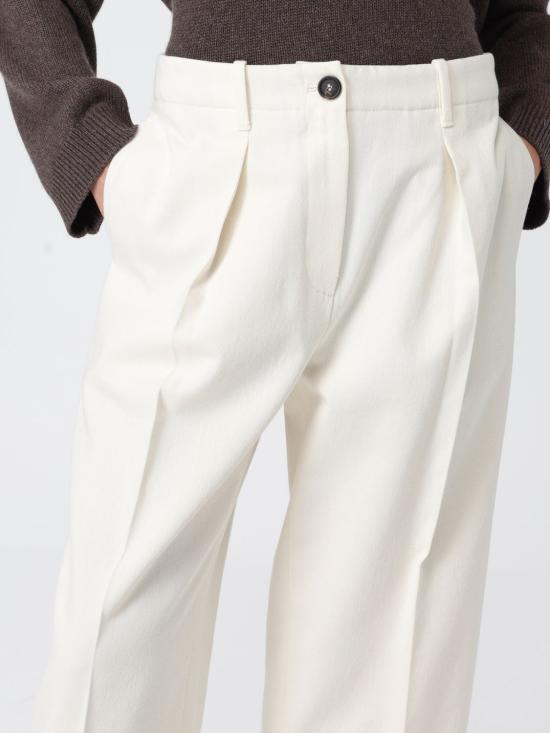 25FW 브루넬로 쿠치넬리 스트레이트 팬츠 MP142P8978 C1101 White - BRUNELLO CUCINELLI