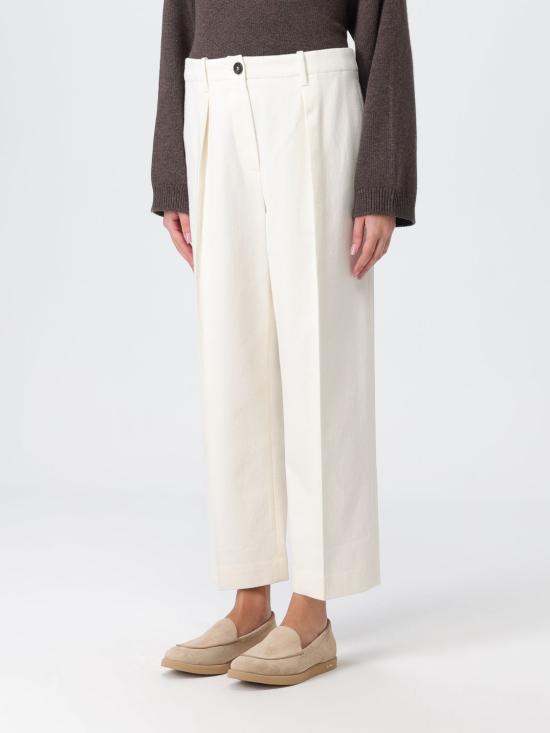 25FW 브루넬로 쿠치넬리 스트레이트 팬츠 MP142P8978 C1101 White - BRUNELLO CUCINELLI