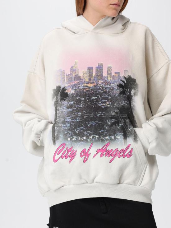 25FW 발렌시아가 미디엄 핏 후드 티셔츠 767877TSVR3 9012 Grey - BALENCIAGA