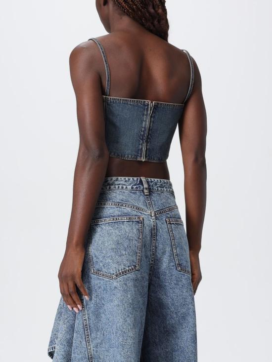 25FW 알라이아 민소매 티셔츠 AA9H1245D006B 505 Blue - ALAIA