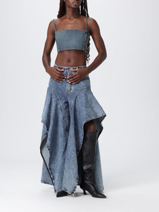 25FW 알라이아 민소매 티셔츠 AA9H1245D006B 505 Blue - ALAIA