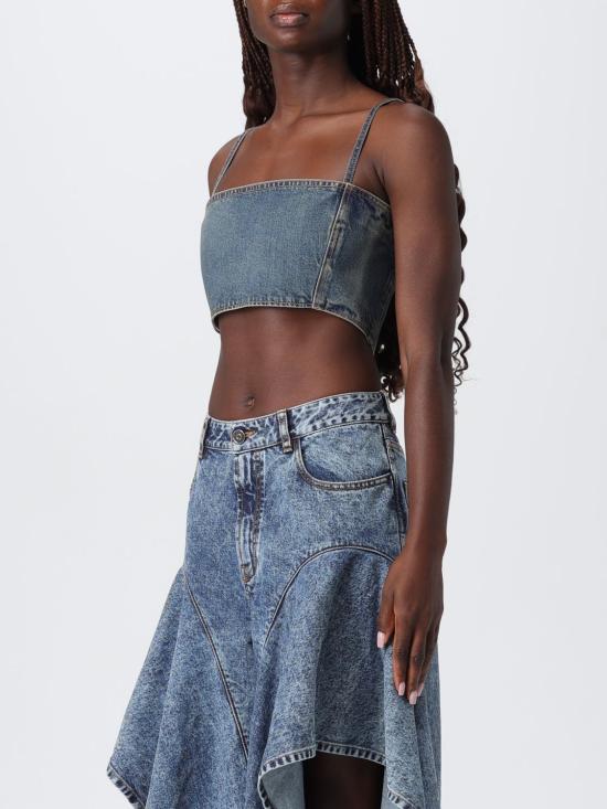 25FW 알라이아 민소매 티셔츠 AA9H1245D006B 505 Blue - ALAIA