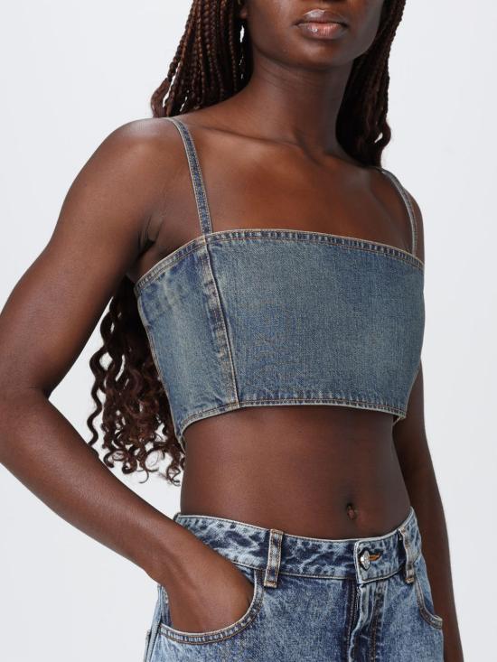 25FW 알라이아 민소매 티셔츠 AA9H1245D006B 505 Blue - ALAIA