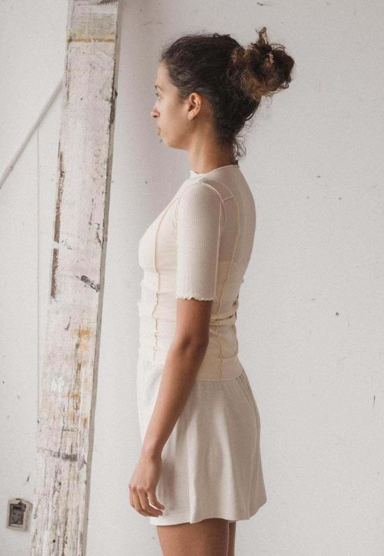  베이스레인지 반팔 티셔츠 토마토 3/4 티 - BASERANGE