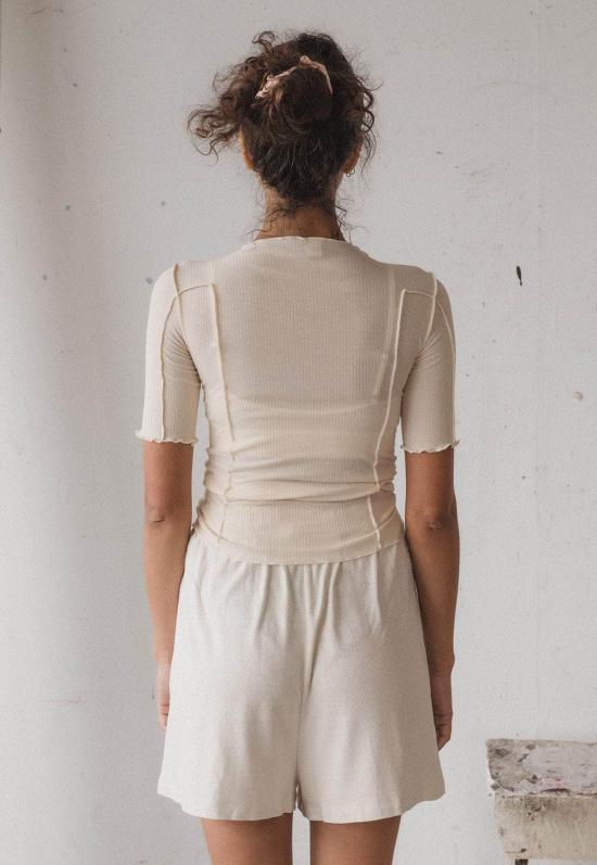  베이스레인지 반팔 티셔츠 토마토 3/4 티 - BASERANGE