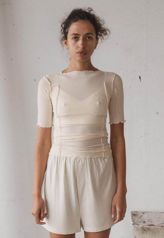  베이스레인지 반팔 티셔츠 토마토 3/4 티