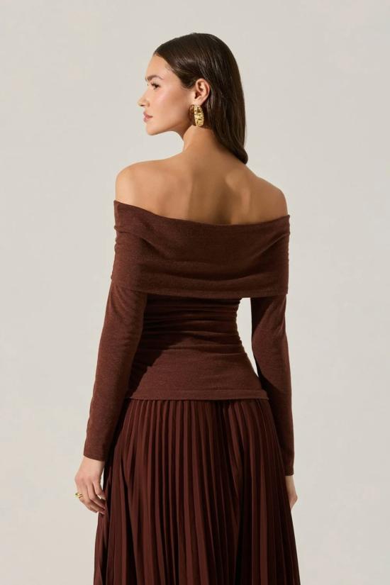  아스트라 더 라벨 롱 원피스 아스트 더 라벨 타나이아 믹스 미디어 드레스 브라운 - ASTR The Label