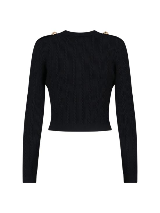 25FW 발망 리브드 앤 브레이디드 가디건  FF1KL245KI500PA Black - BALMAIN