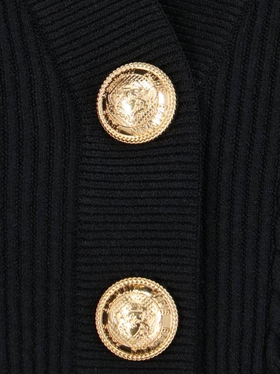 25FW 발망 리브드 앤 브레이디드 가디건  FF1KL245KI500PA Black - BALMAIN