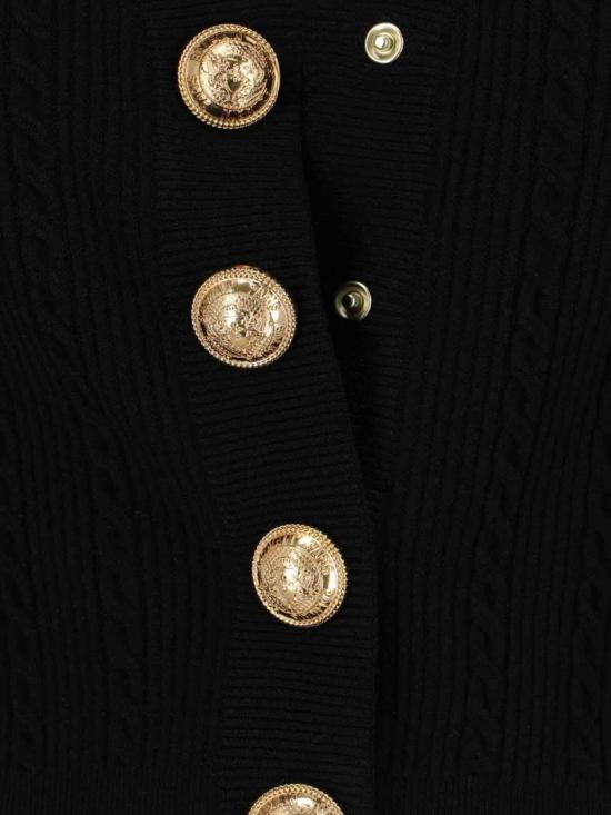 25FW 발망 리브드 앤 브레이디드 스웨터  FF1KL245KI500PA Black - BALMAIN