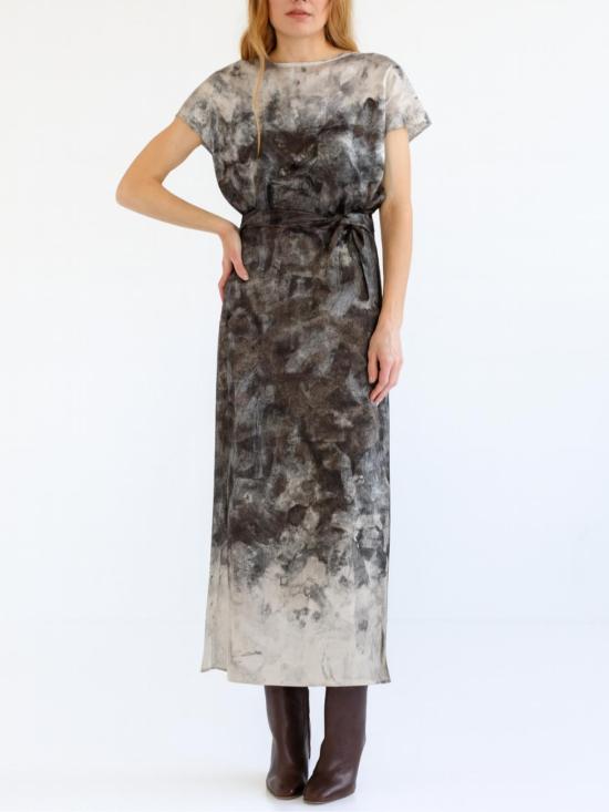  고 실크 롱 원피스 고실크 고 슬라우치 드레스