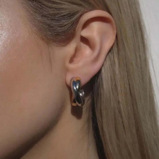  롤라 이어링 설리번 투톤 후프 믹스드 메탈 - LOLA