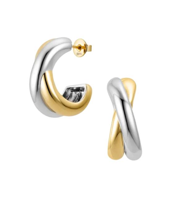  롤라 이어링 설리번 투톤 후프 믹스드 메탈