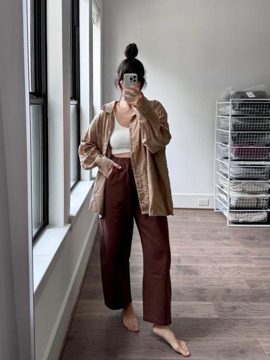  르 본 숍 스트레이트 팬츠 르봉샵 아크팬츠 초콜릿 - Le Bon Shoppe