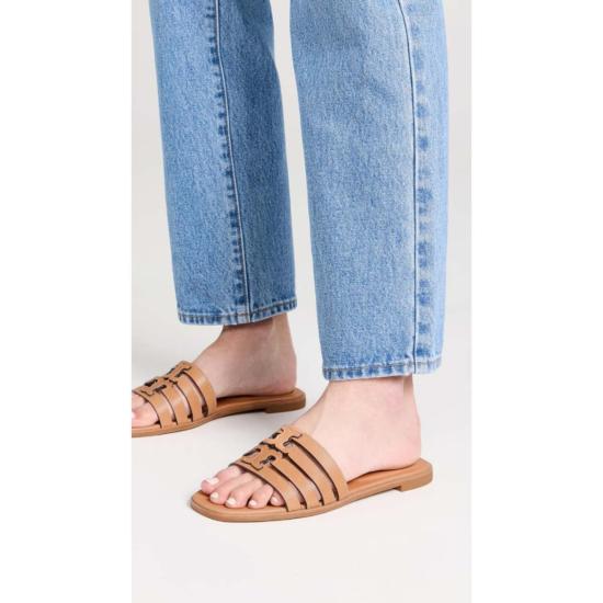  토리버치 샌들 이네스 레더 케이지 슬라이드 카멜로/카멜로 - TORY BURCH