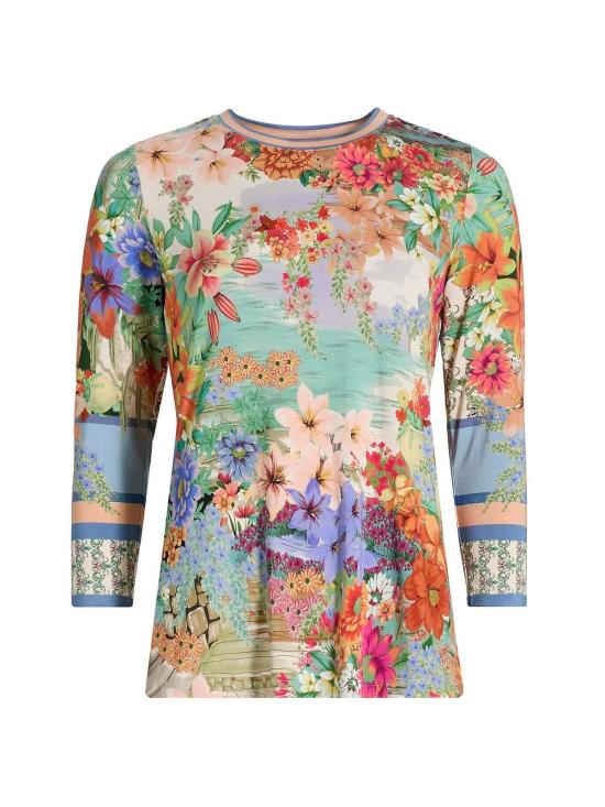  조니 와스 반팔 티셔츠 Johnny Was The Janie Favorite 3/4 슬리브 크루넥 티셔츠 아스테리아