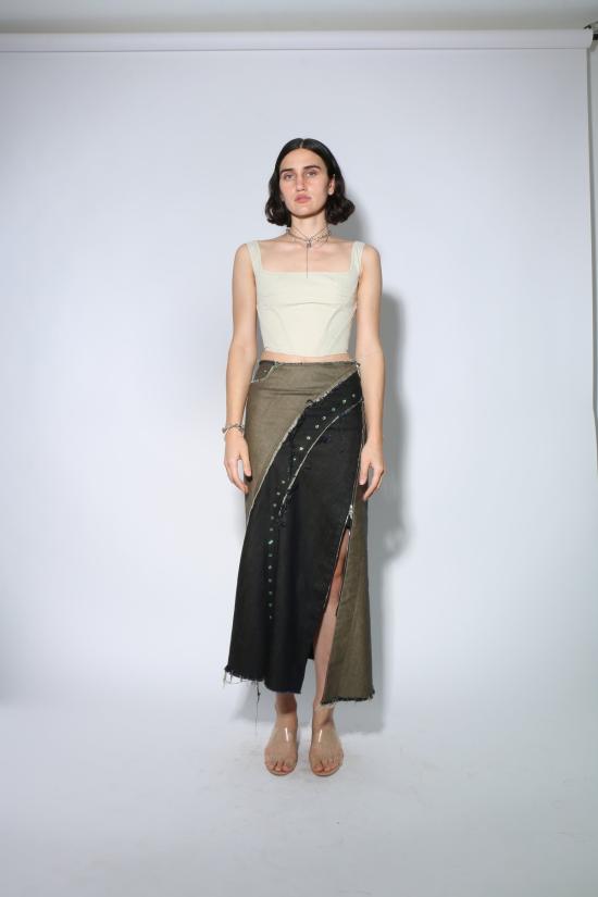  레이브 리뷰 롱 스커트 Rave Review Amber Hild 데님 스커트 - RAVE REVIEW