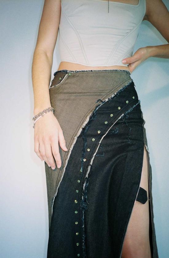  레이브 리뷰 롱 스커트 Rave Review Amber Hild 데님 스커트 - RAVE REVIEW