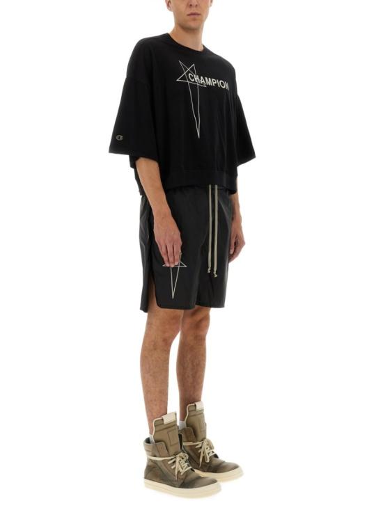 25SS 릭오웬스 x 챔피온 반팔 티셔츠 CM01E1677 CHJG09 Black - RICK OWENS X CHAMPIONS
