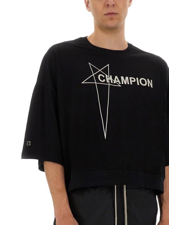 25SS 릭오웬스 x 챔피온 반팔 티셔츠 CM01E1677 CHJG09 Black - RICK OWENS X CHAMPIONS