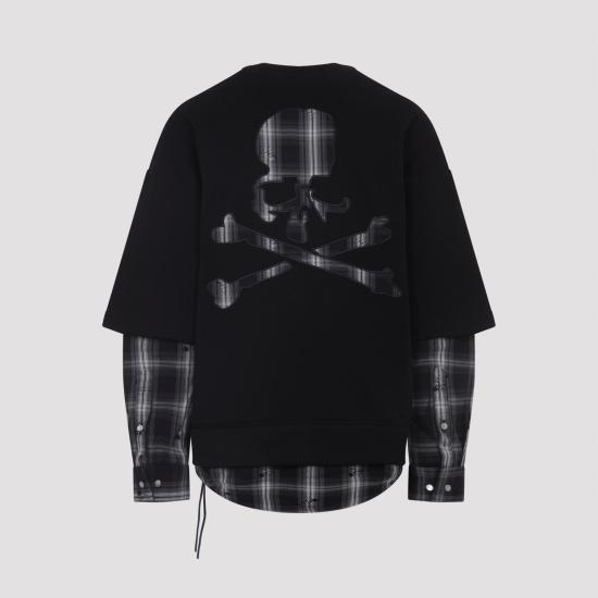 25FW 마스터마인드 긴팔 티셔츠 MJ25E15SW055 903 BLACK BLACK PLAID - MASTERMIND