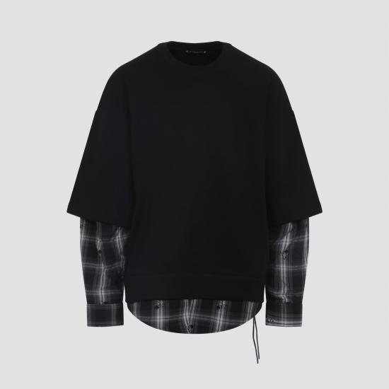 25FW 마스터마인드 긴팔 티셔츠 MJ25E15SW055 903 BLACK BLACK PLAID - MASTERMIND