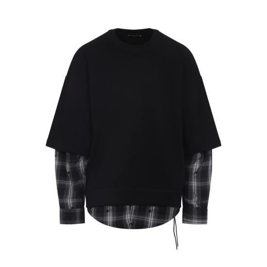 25FW 마스터마인드 긴팔 티셔츠 MJ25E15SW055 903 BLACK BLACK PLAID