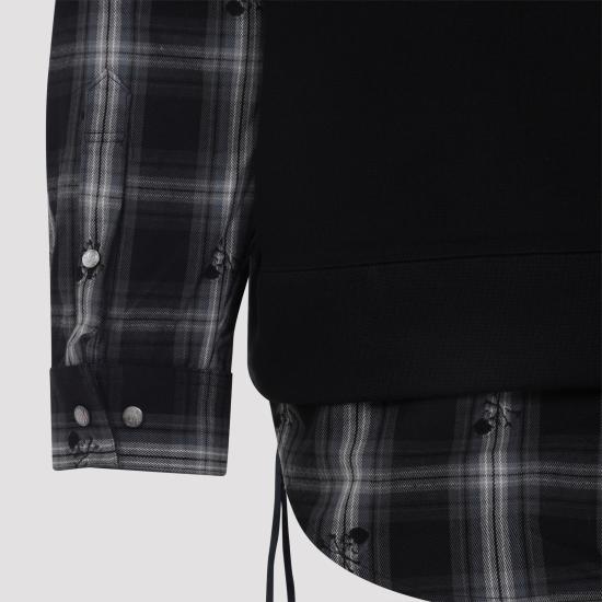 25FW 마스터마인드 긴팔 티셔츠 MJ25E15SW055 903 BLACK BLACK PLAID - MASTERMIND