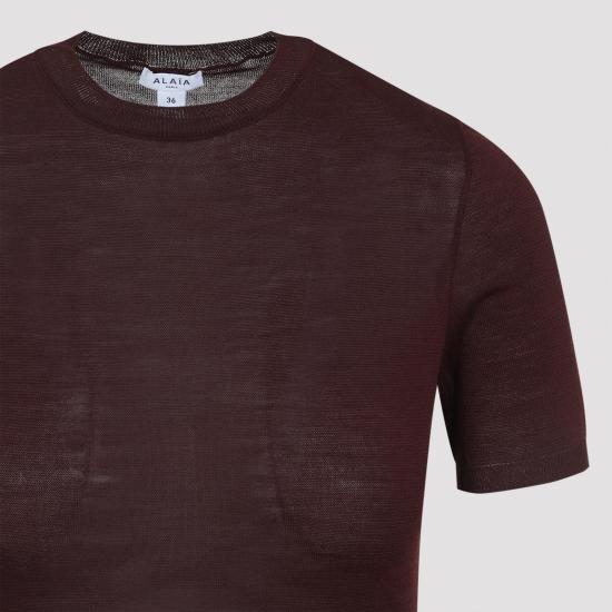 25FW 알라이아 바디수트 티셔츠 AA9B0403K097B 413 AUBERGINE RED - ALAIA