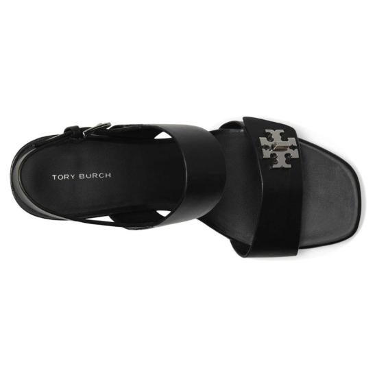  토리버치 샌들 T-락 힐 바케타 가죽  퍼펙트 블랙 - TORY BURCH